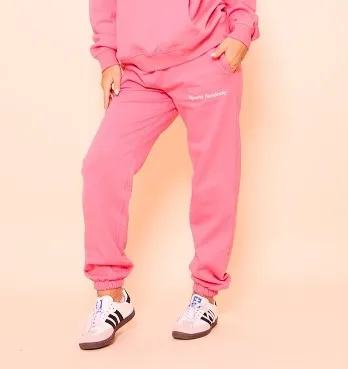 Hot Pink Premium Sports Academy Puff Print Oversized Joggers