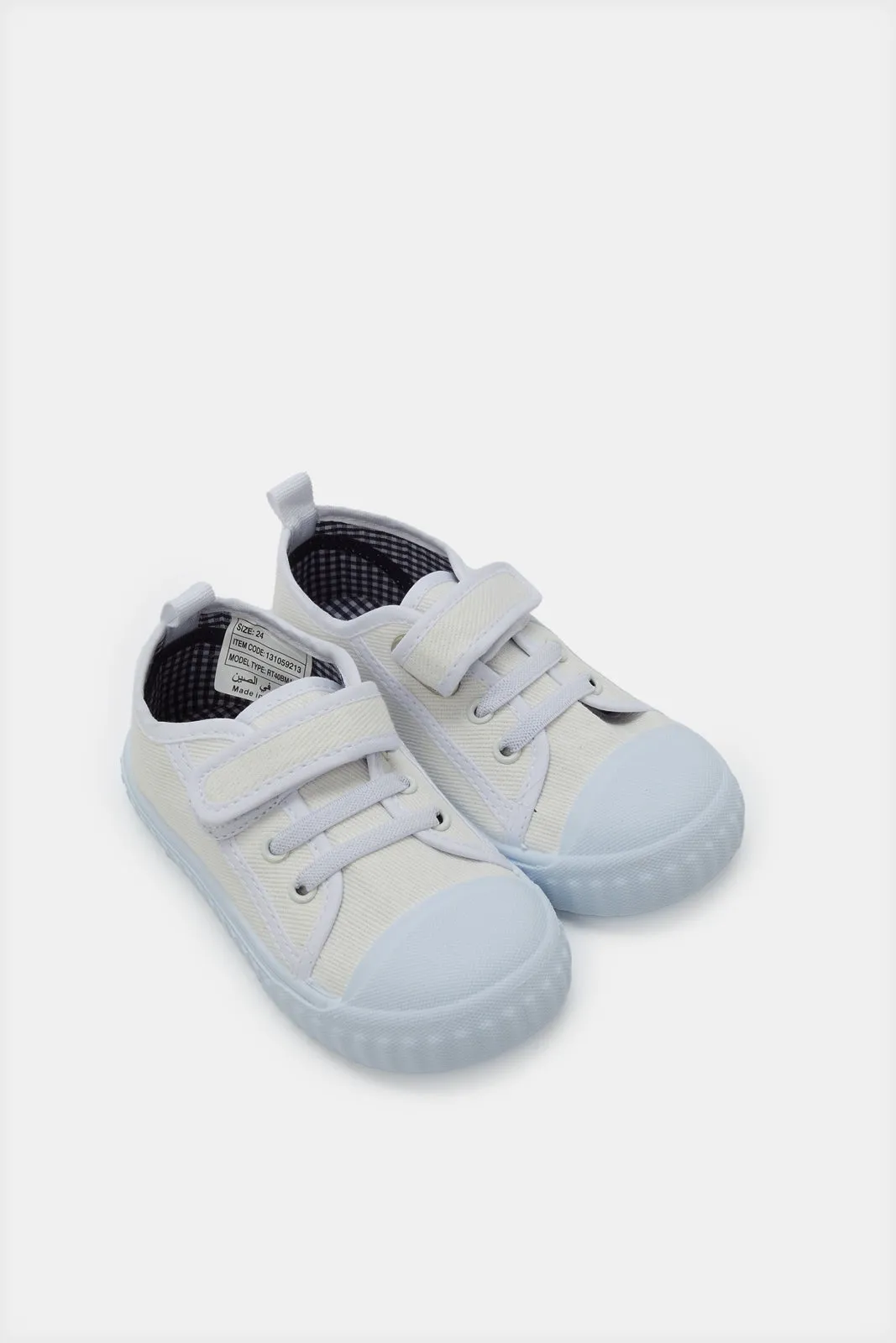 Infant Boys White Velcro Strap Sneakers