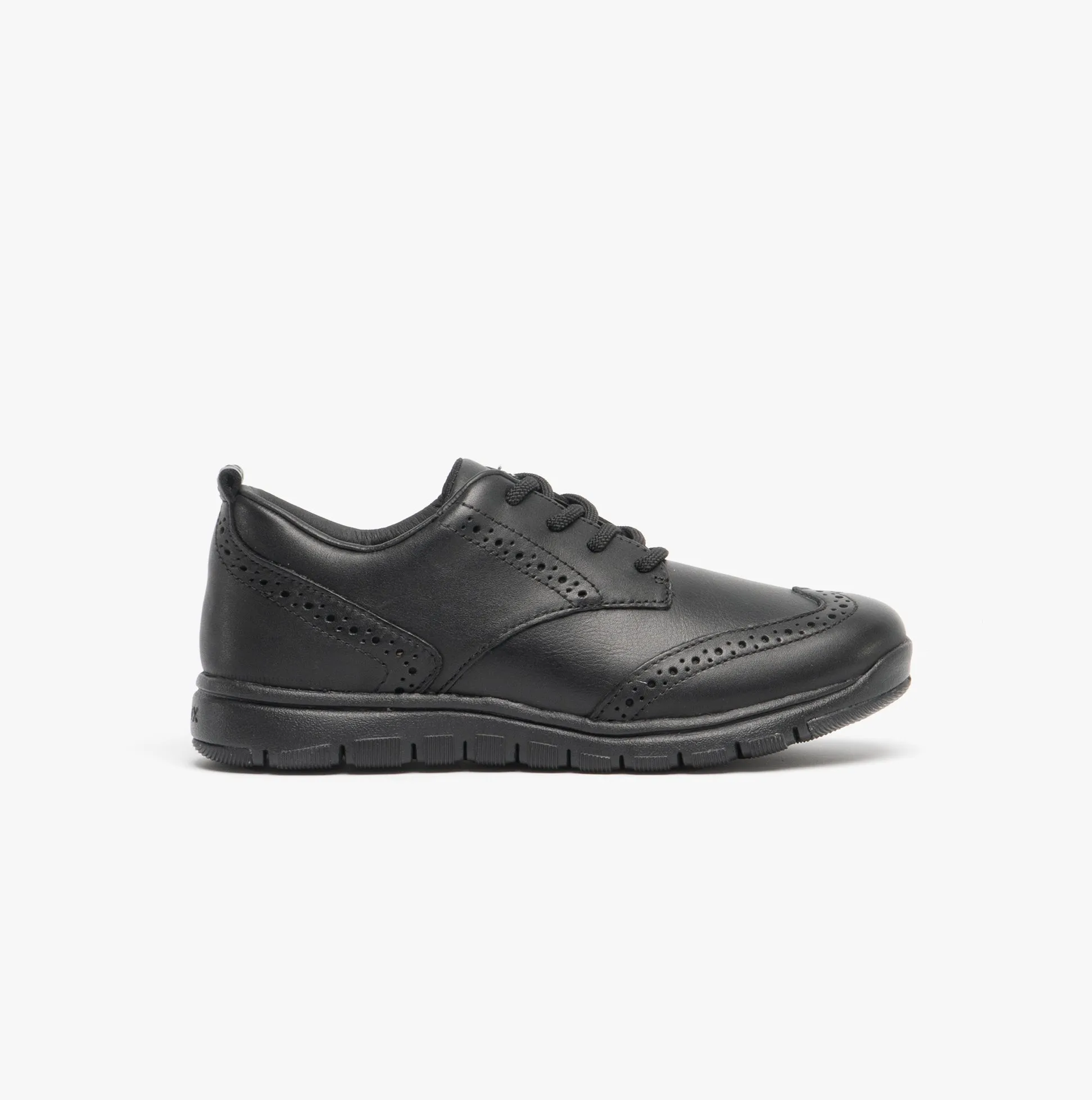 J XUNDAY Boys Leather School Trainers Black