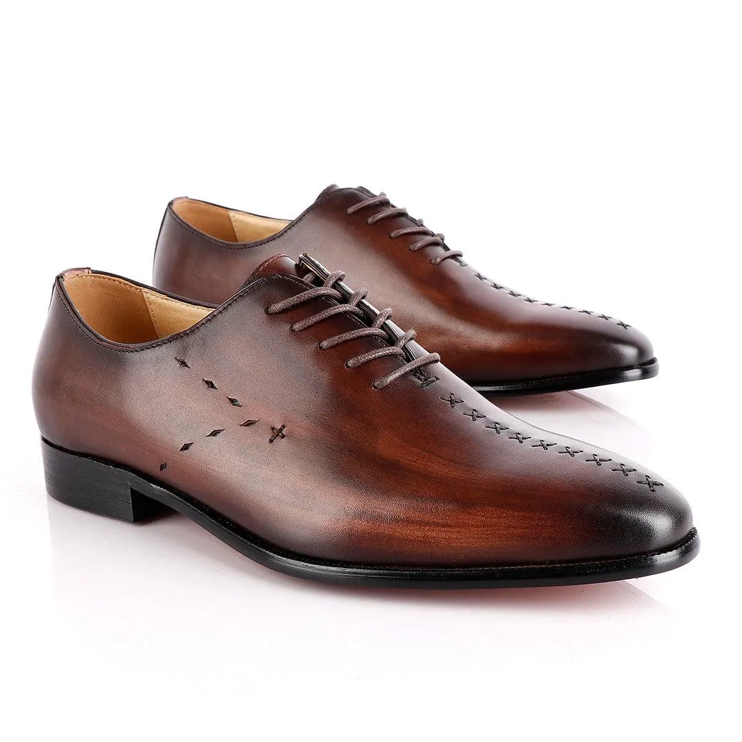 Jat Janer Plain Stiches Laceup Coffee Brogue Shoe