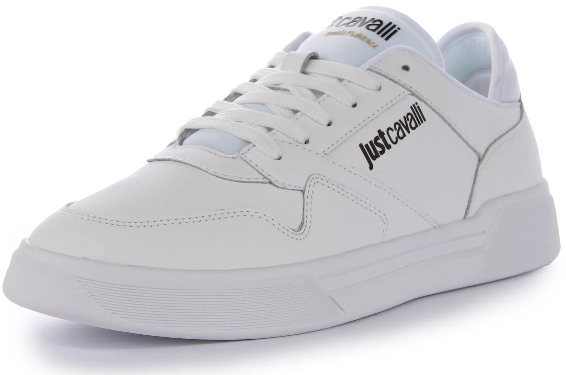 Justcavalli Fondo Lace up Trainers In White For Men