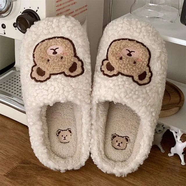 Kawaii Plush Bear Fluffy Cute Slippers