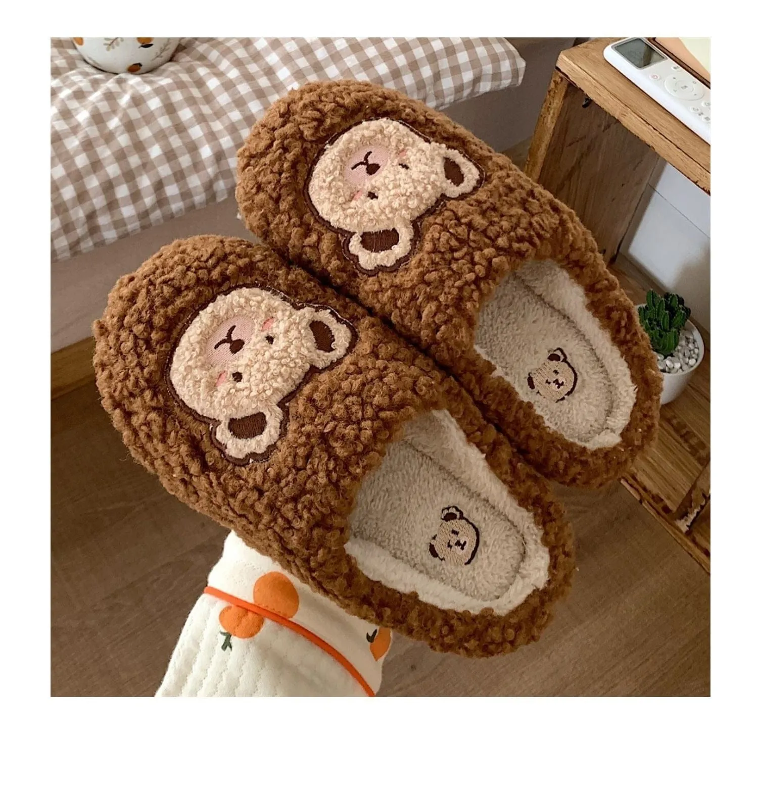 Kawaii Plush Bear Fluffy Cute Slippers