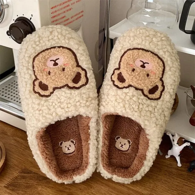 Kawaii Plush Bear Fluffy Cute Slippers