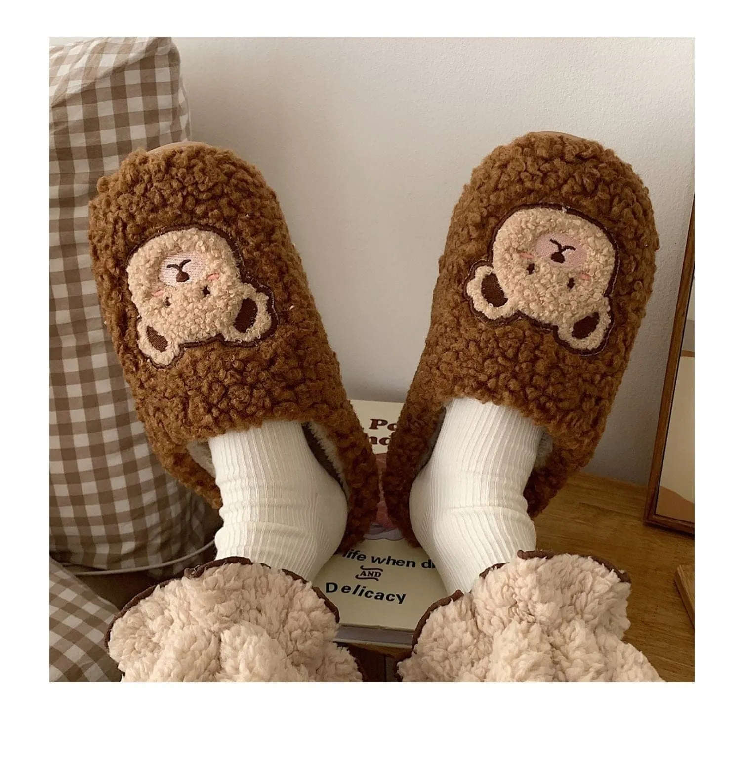 Kawaii Plush Bear Fluffy Cute Slippers