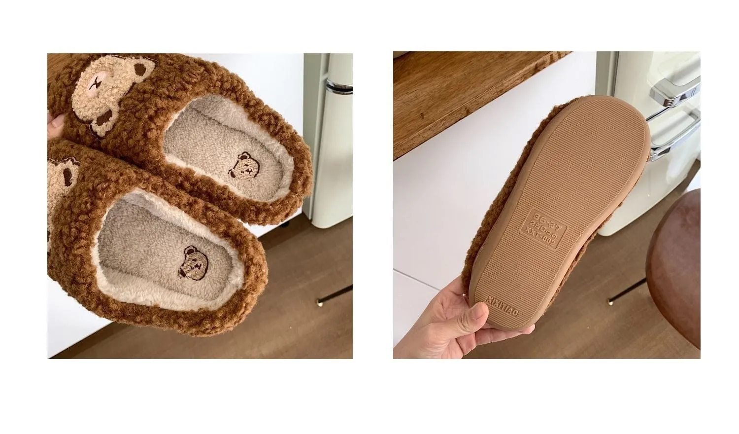 Kawaii Plush Bear Fluffy Cute Slippers