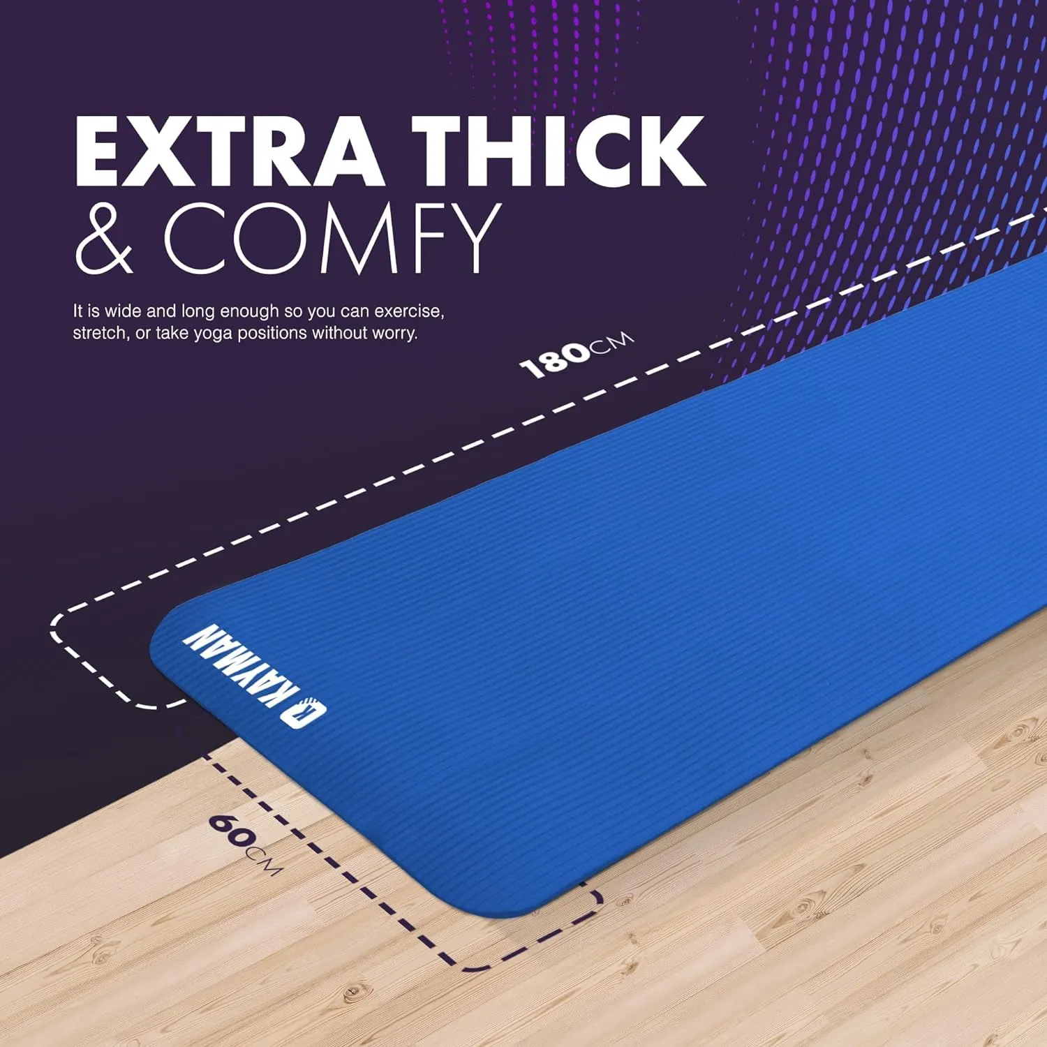 KAYMAN Yoga Mat – Extra Thick Foam Exercise Mat for Pilates, Stretching, Resistance Workouts & Therapy | Ideal for Home & Gym | 183 x 60cm