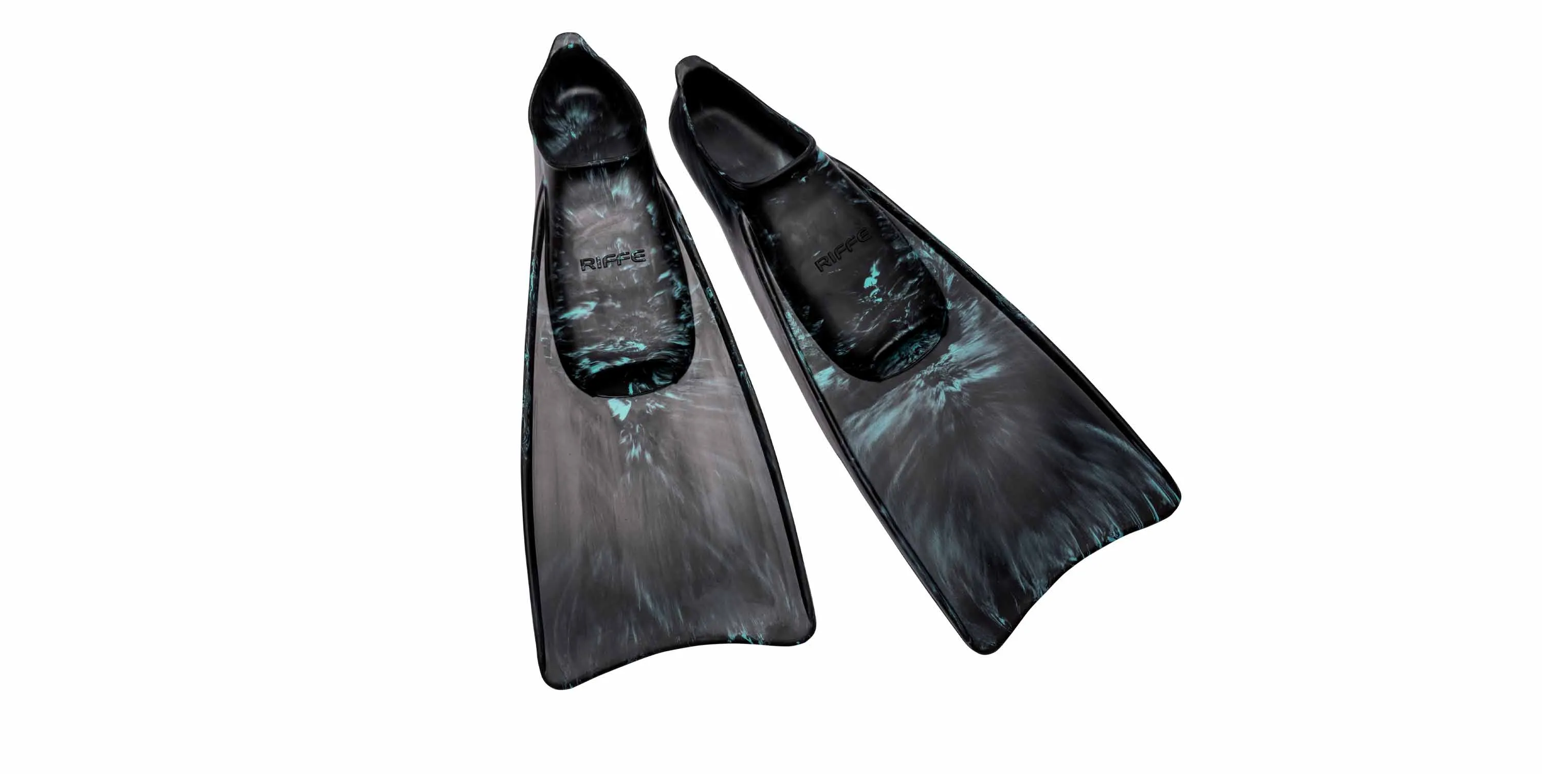 Kicks Rubber Swim Fins - Black / Caribbean Blue Swirl