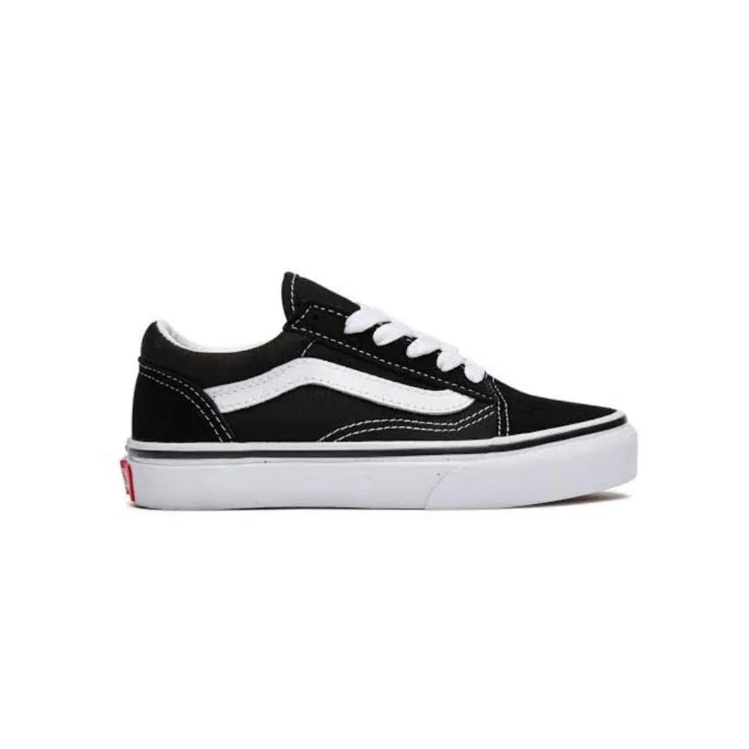 Kids Old Skool Lace Up Black White