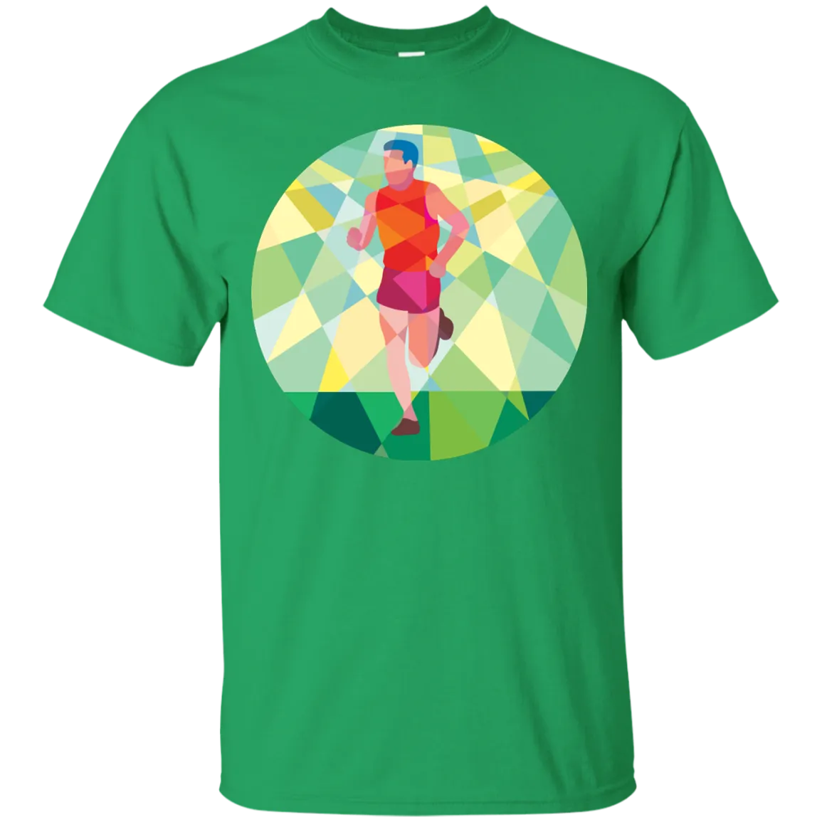 Marathon Runner Running Circle Low Polygon T-Shirt