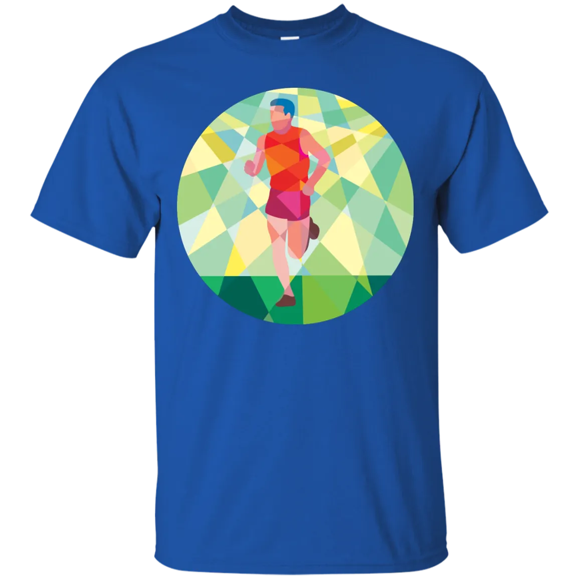 Marathon Runner Running Circle Low Polygon T-Shirt