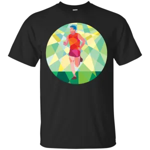 Marathon Runner Running Circle Low Polygon T-Shirt