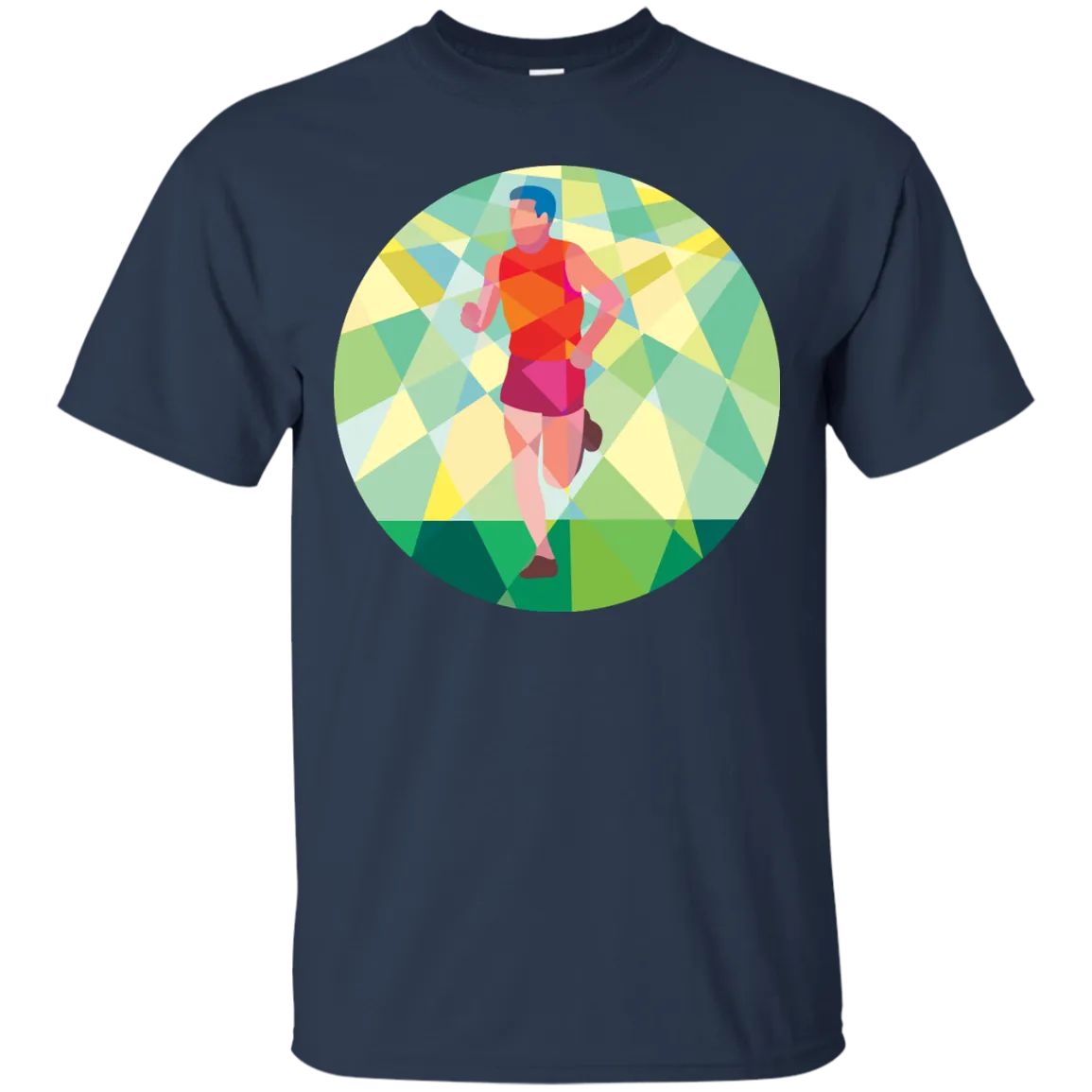 Marathon Runner Running Circle Low Polygon T-Shirt