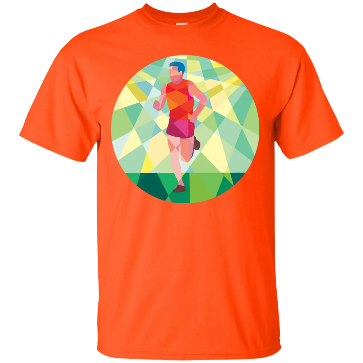 Marathon Runner Running Circle Low Polygon T-Shirt