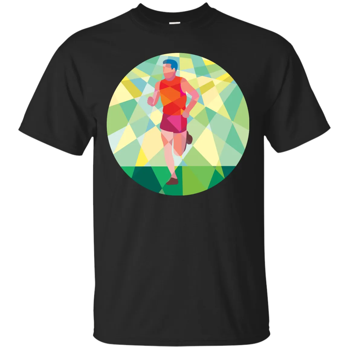 Marathon Runner Running Circle Low Polygon T-Shirt