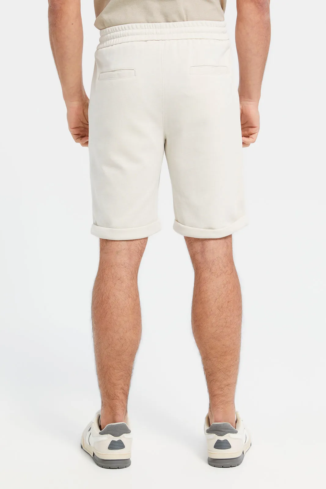 Men Beige Pull On Short