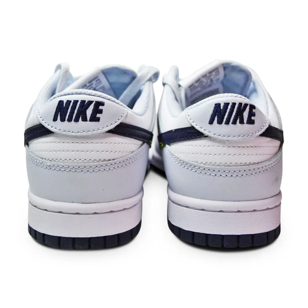 Mens Nike Dunk Low 3D Swoosh - DV6482-100 - White Blackened Blue Volt