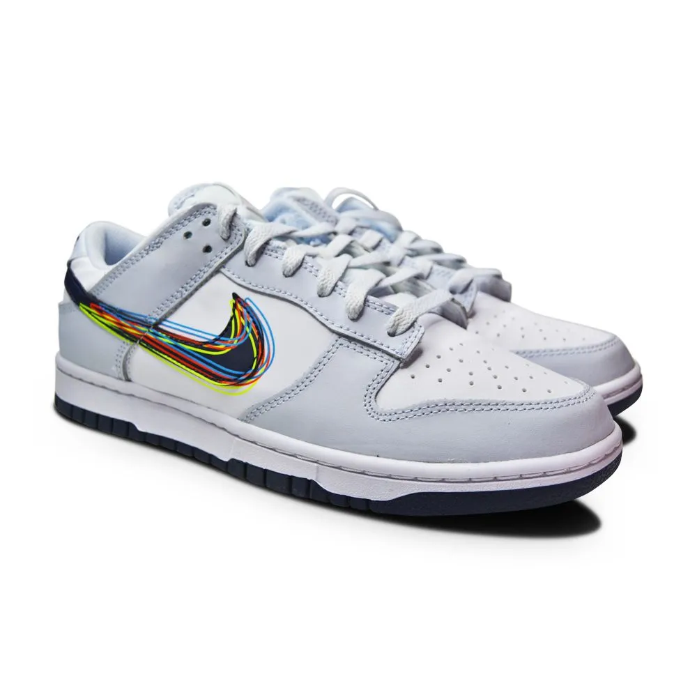 Mens Nike Dunk Low 3D Swoosh - DV6482-100 - White Blackened Blue Volt