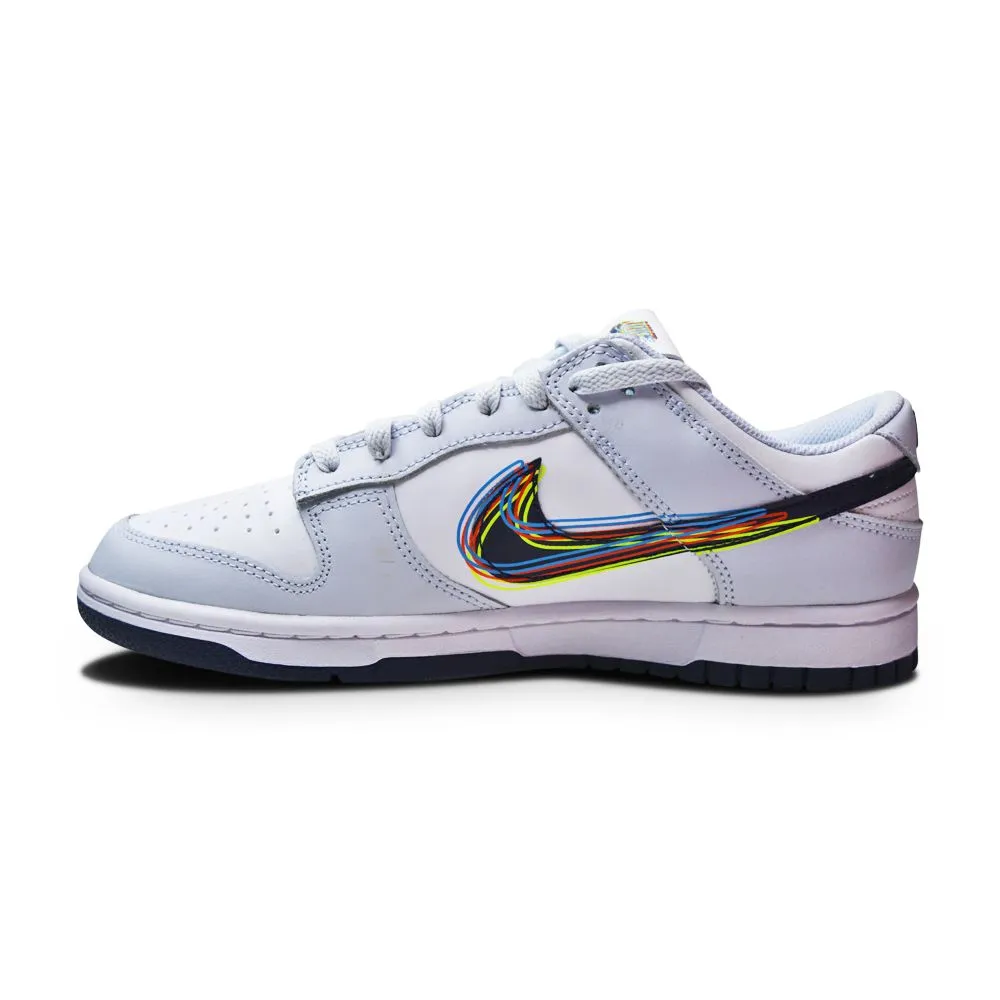 Mens Nike Dunk Low 3D Swoosh - DV6482-100 - White Blackened Blue Volt