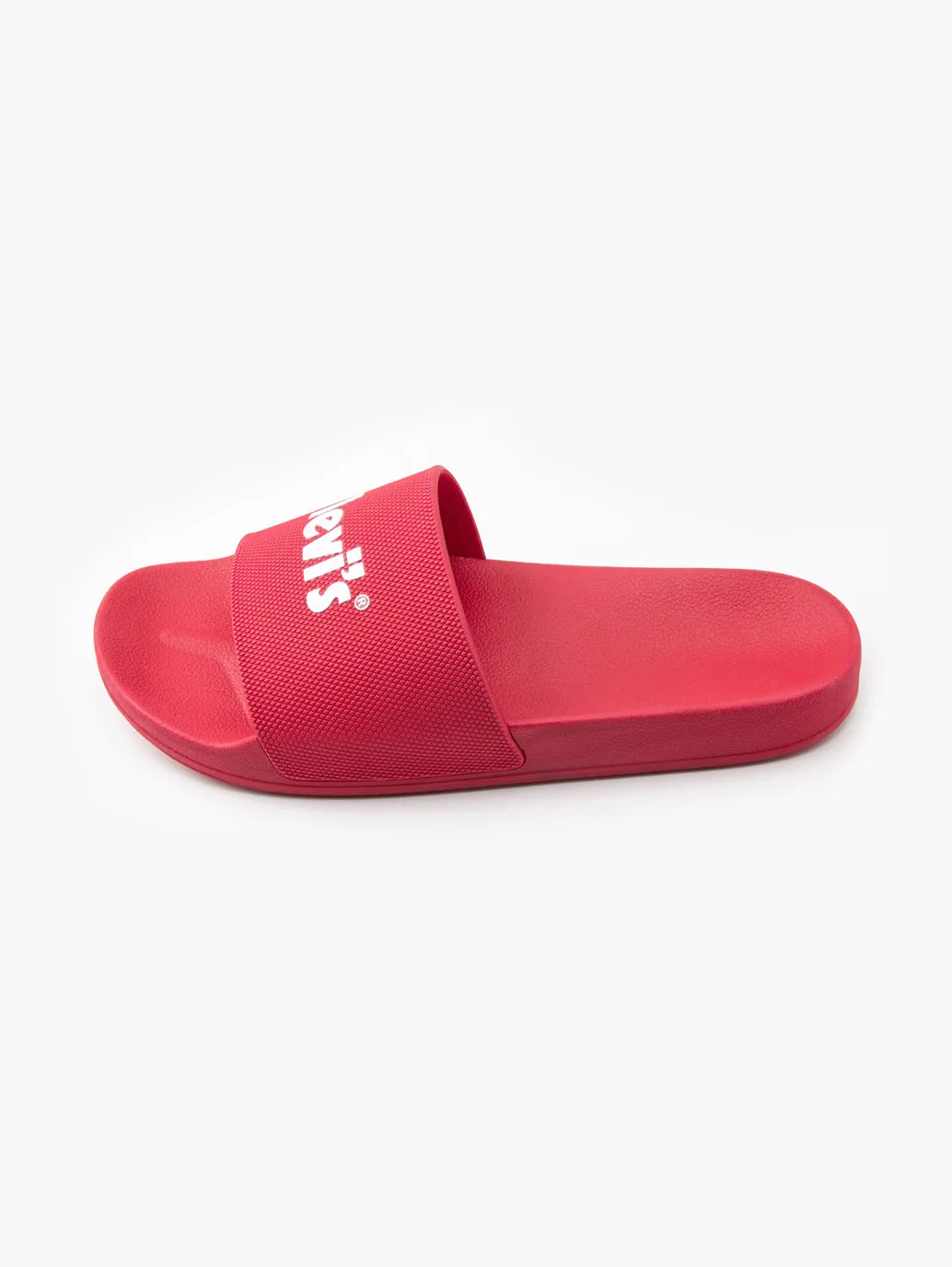 Men's Red Logo Printed Slides