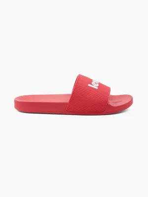 Men's Red Logo Printed Slides