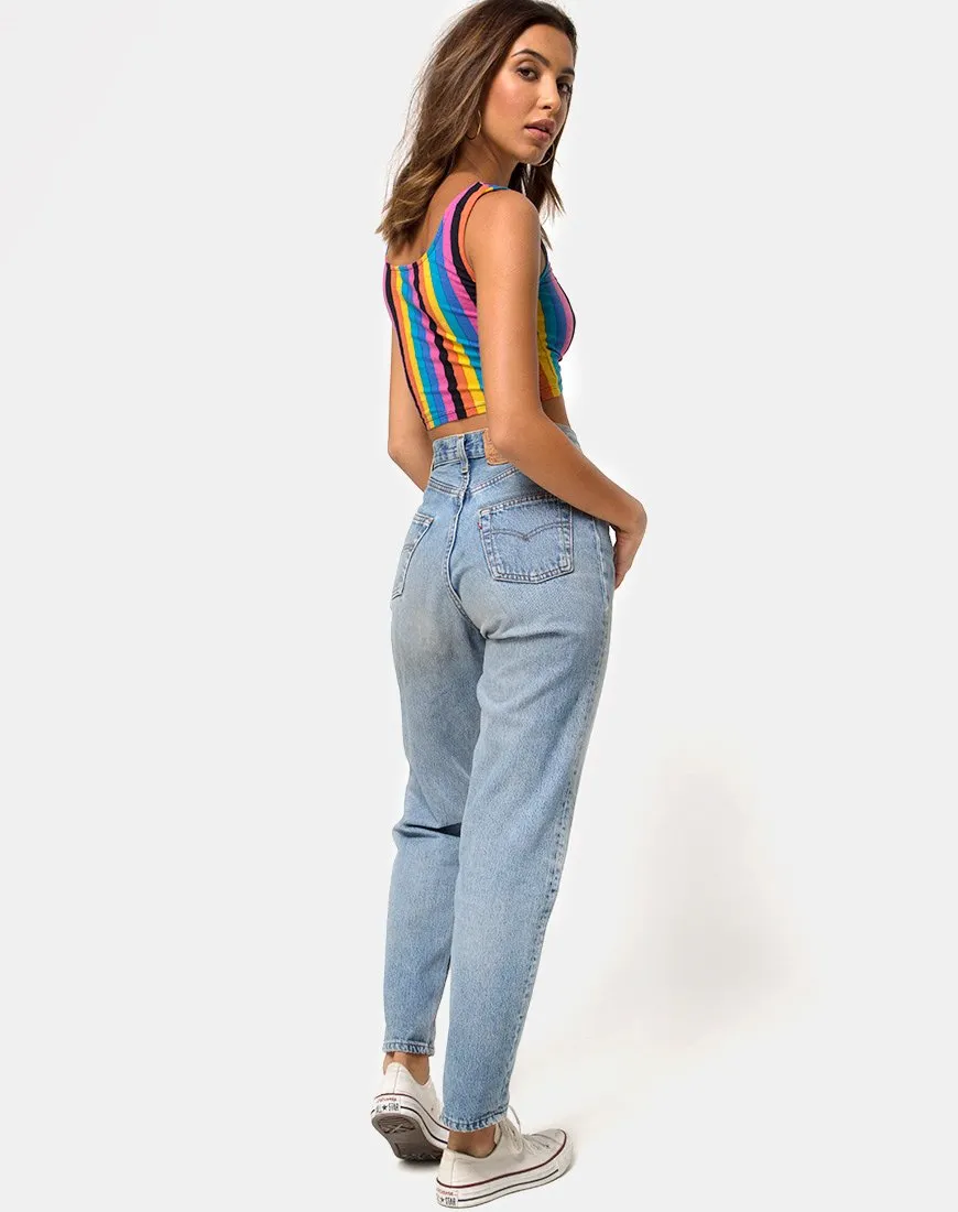 Mucell Crop Top in New Vertical Mixed Stripe