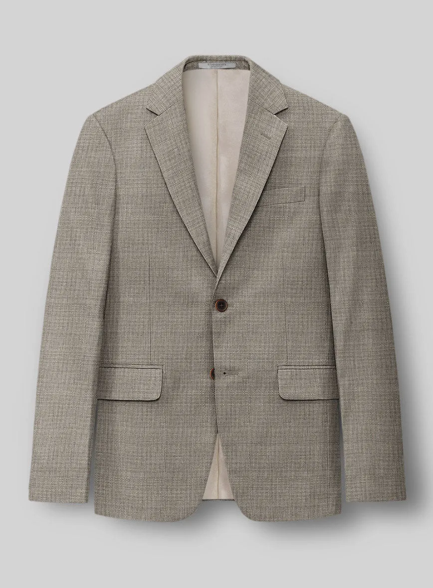 Napolean Sharkskin Light Brown Wool Jacket