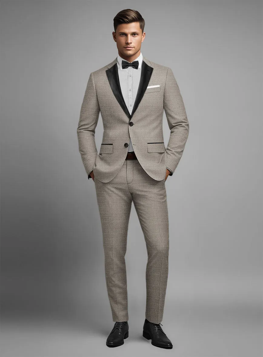 Napolean Sharkskin Light Brown Wool Tuxedo Suit