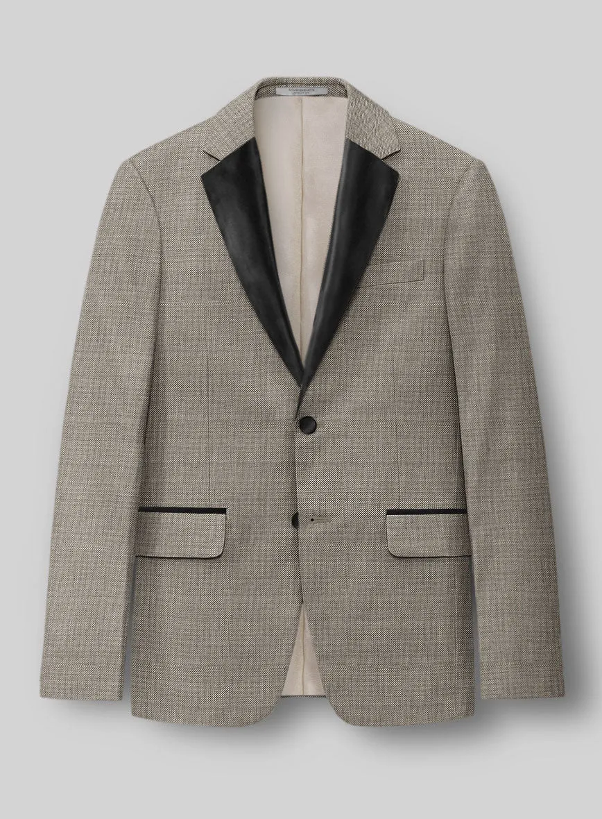 Napolean Sharkskin Light Brown Wool Tuxedo Suit