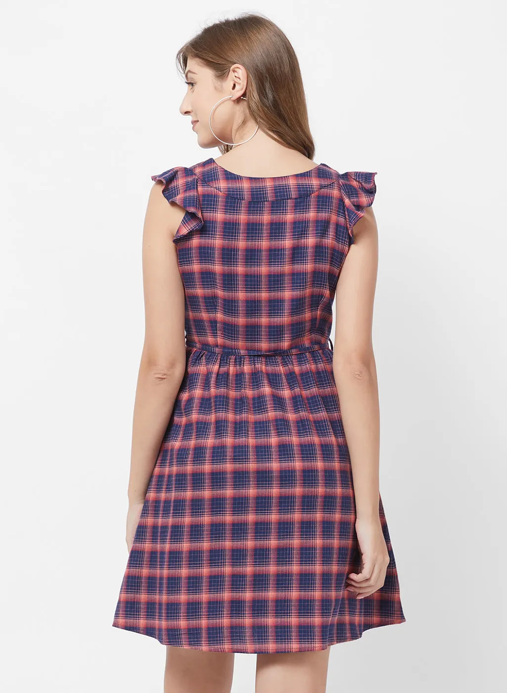 Navy Checkered Dress