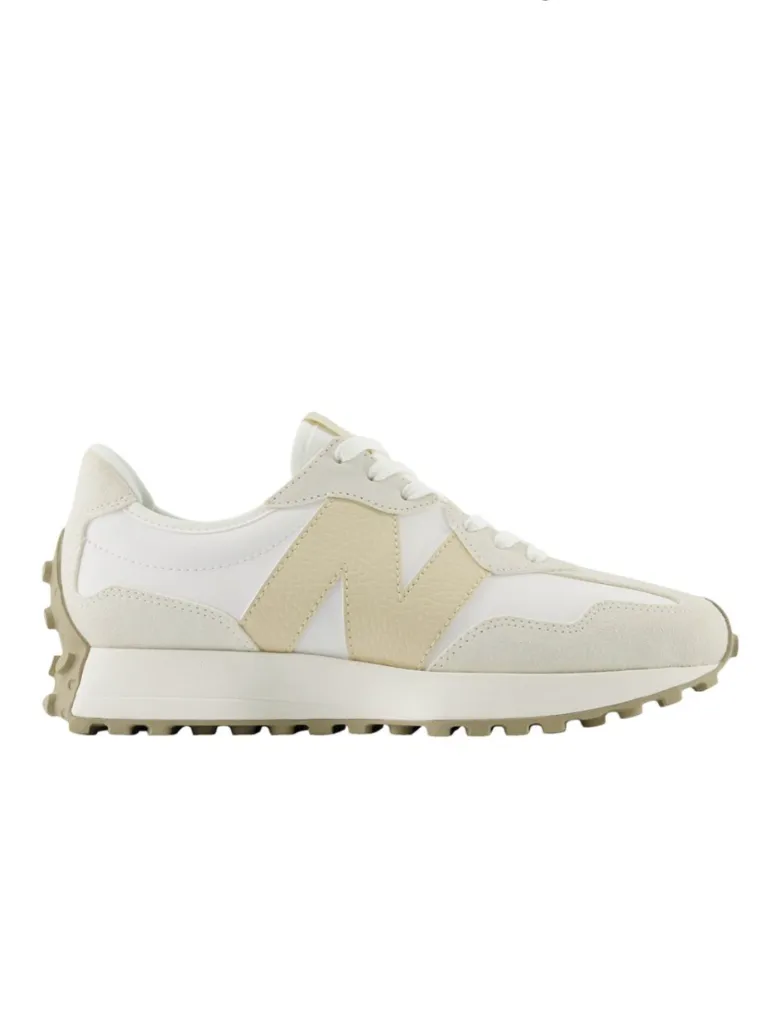 New Balance 327 Sneaker in White/Sandstone