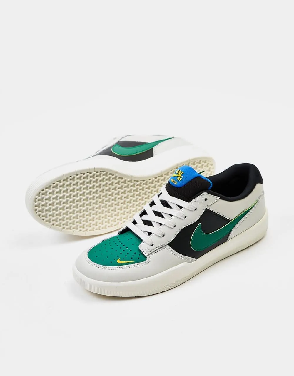 Nike SB Force 58 Premium L Skate Shoes - Lt Bone/Malachite-Black-Sail-Racer Blue-Univ Gold