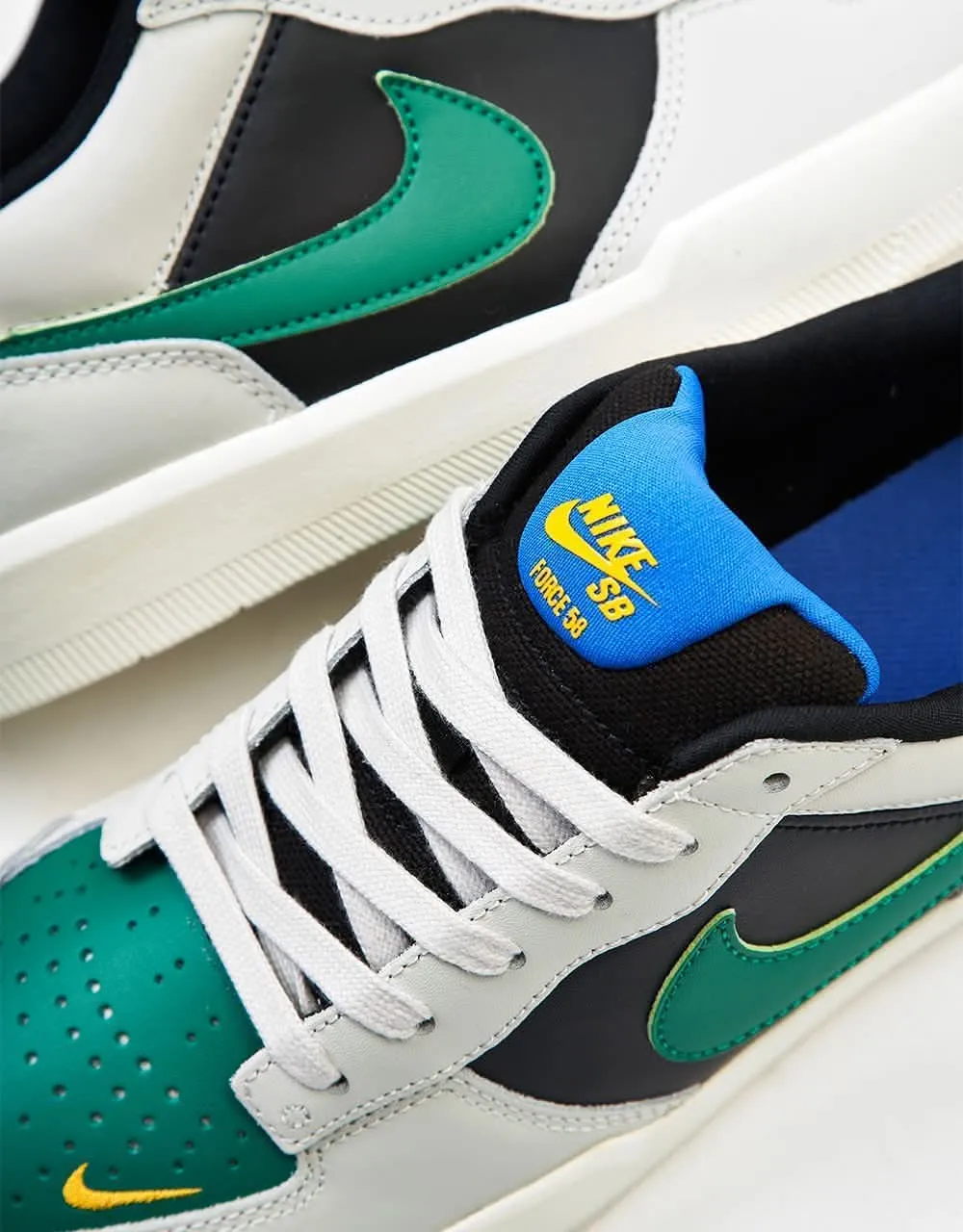 Nike SB Force 58 Premium L Skate Shoes - Lt Bone/Malachite-Black-Sail-Racer Blue-Univ Gold