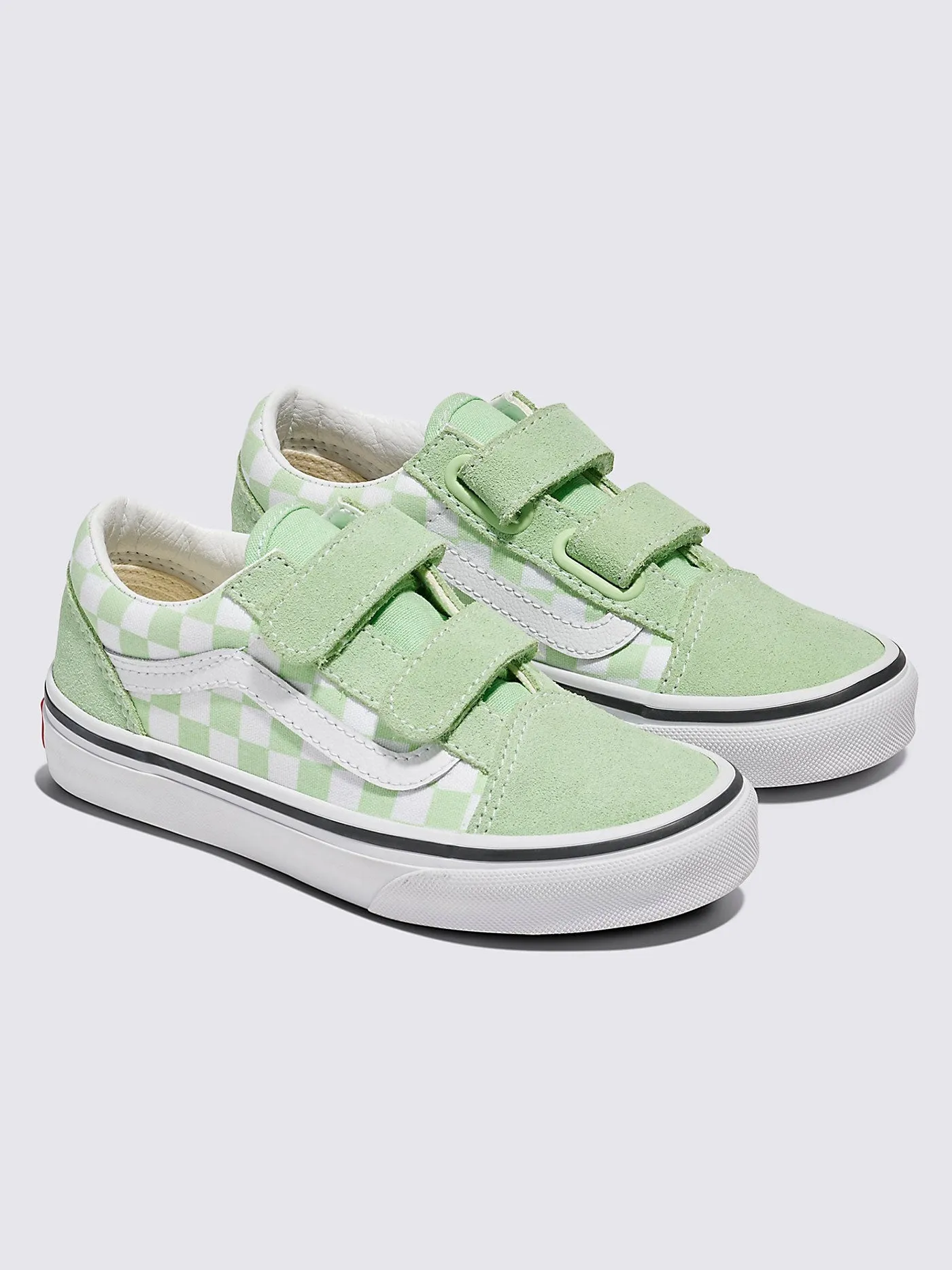 Old Skool V Color Theory Checkerboard Pistachio Green Shoes (Kids)