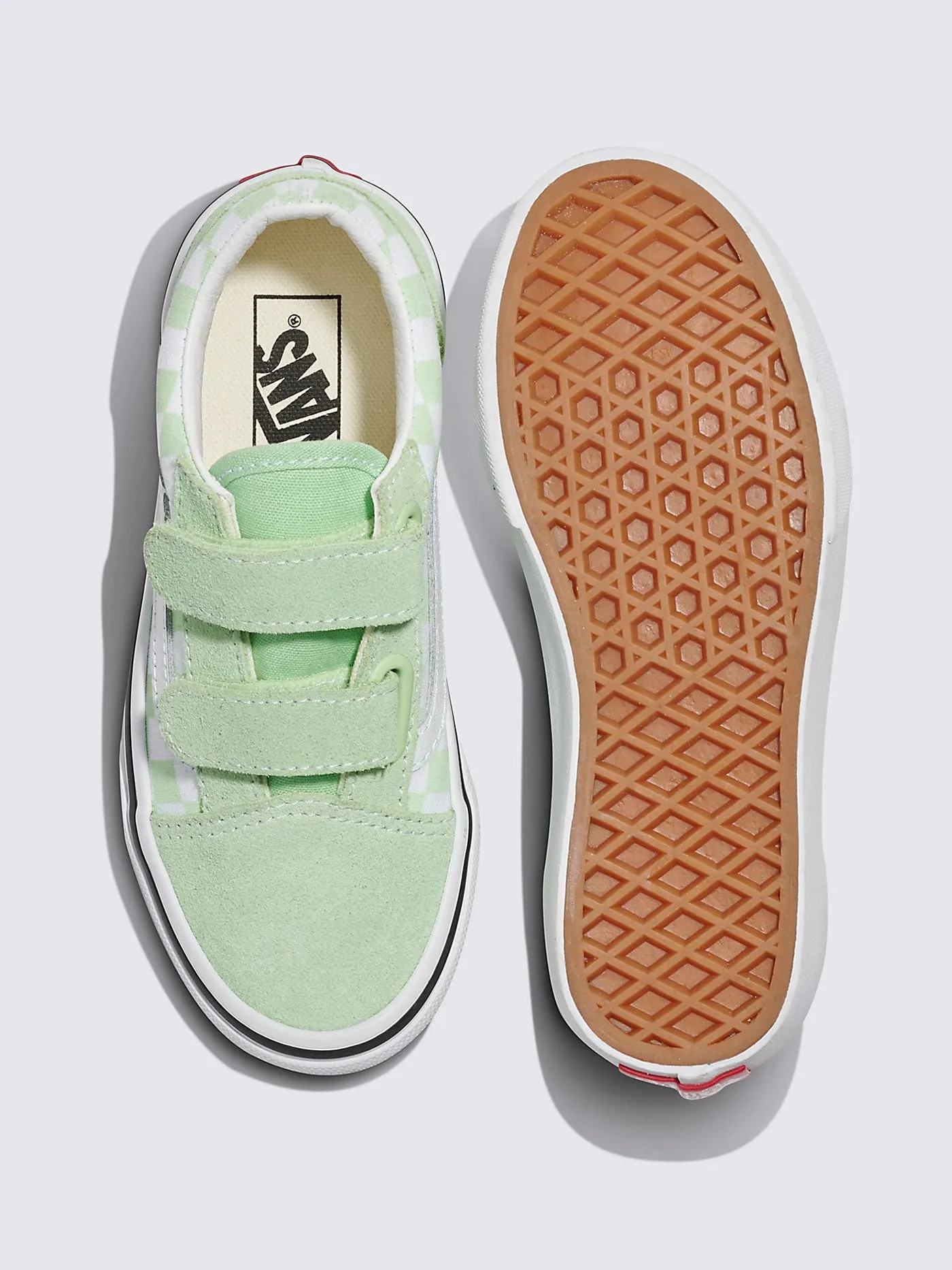 Old Skool V Color Theory Checkerboard Pistachio Green Shoes (Kids)