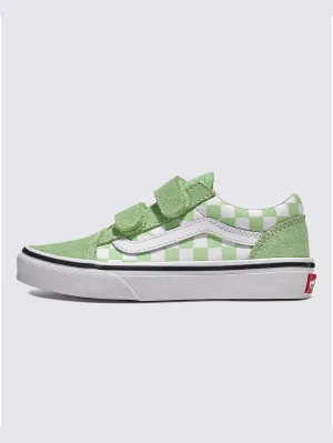 Old Skool V Color Theory Checkerboard Pistachio Green Shoes (Kids)