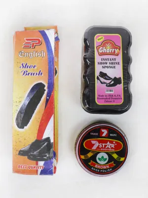 Pack Of 3 Shoe Polish Kit Brown