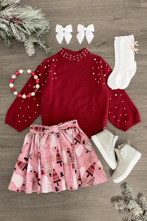 Pearl Sweater Winter Wonderland Skirt Set