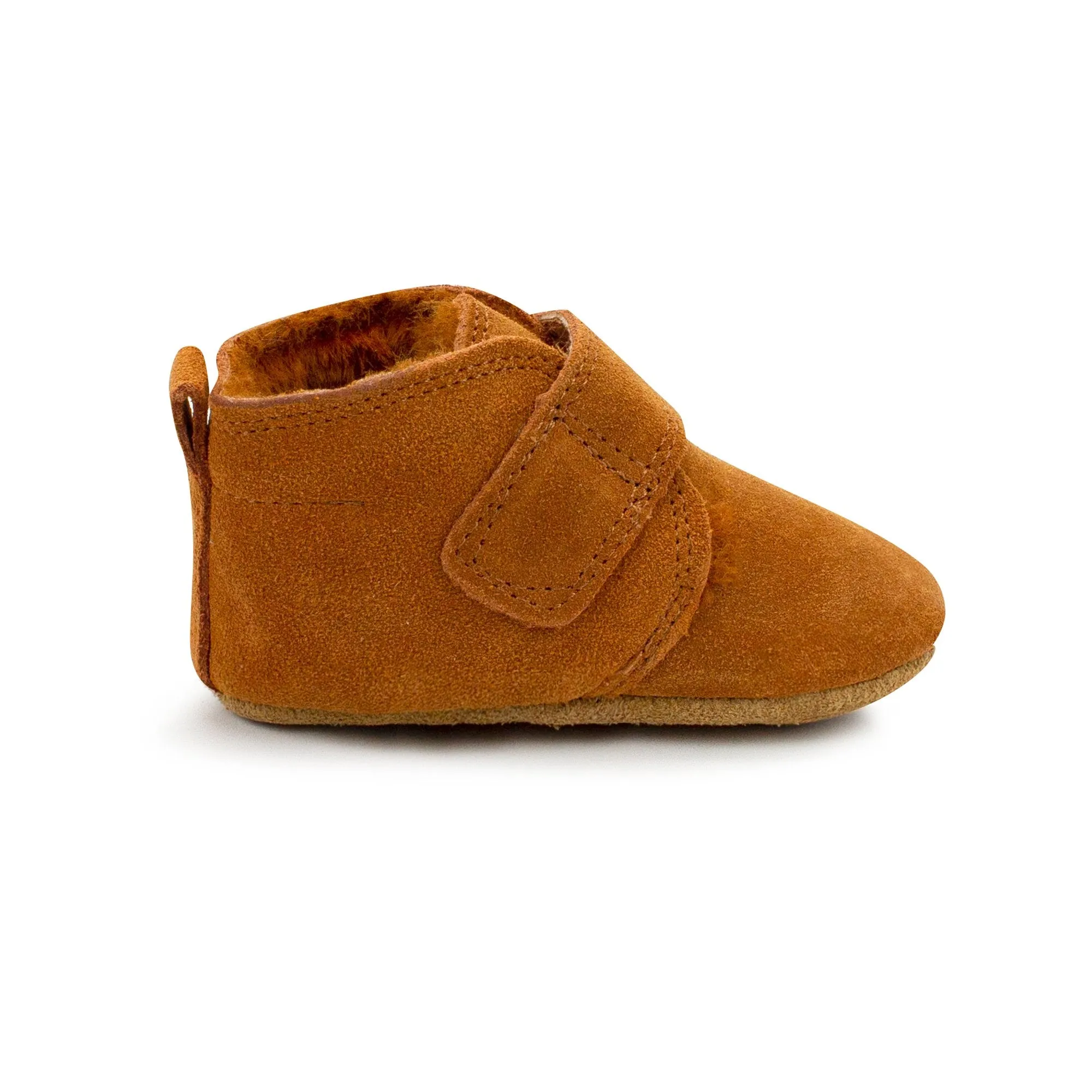 Pecan Leather Furry Lined Baby Shoe