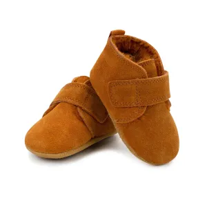 Pecan Leather Furry Lined Baby Shoe