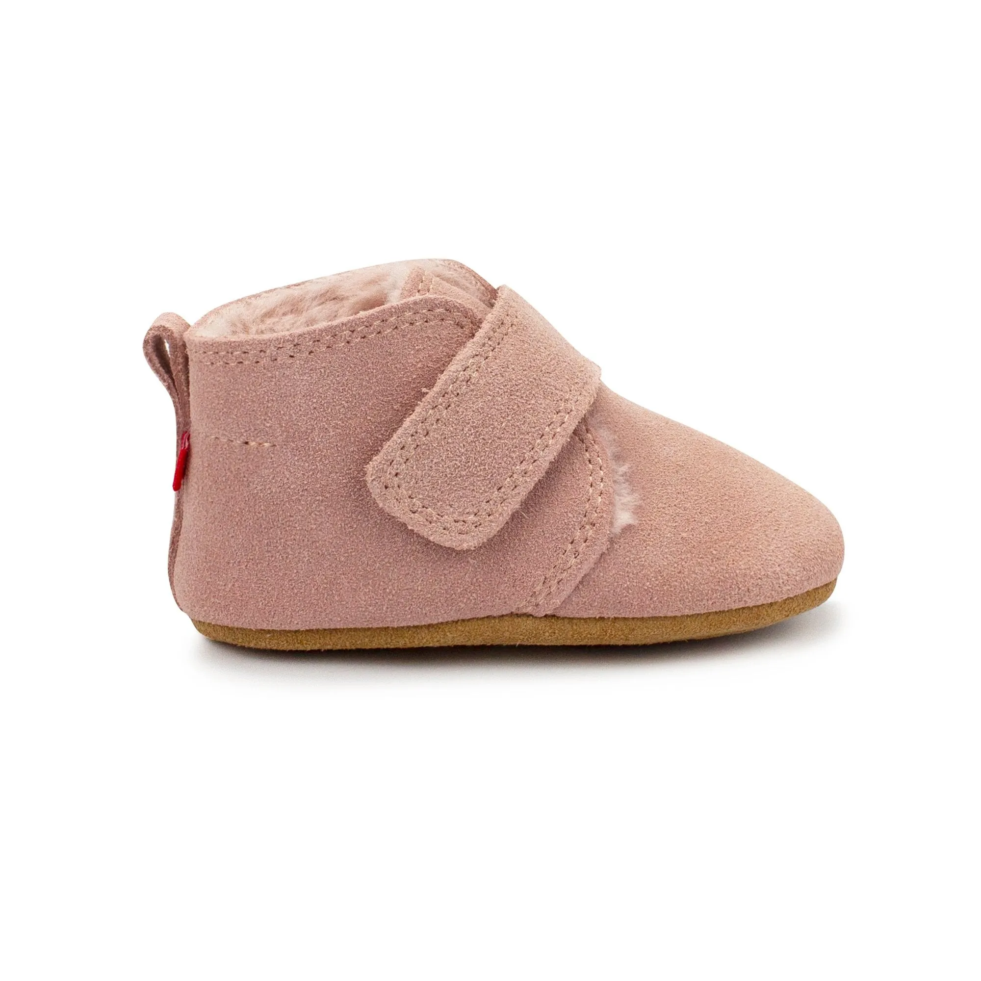 Pink Leather Furry Lined Baby Shoe