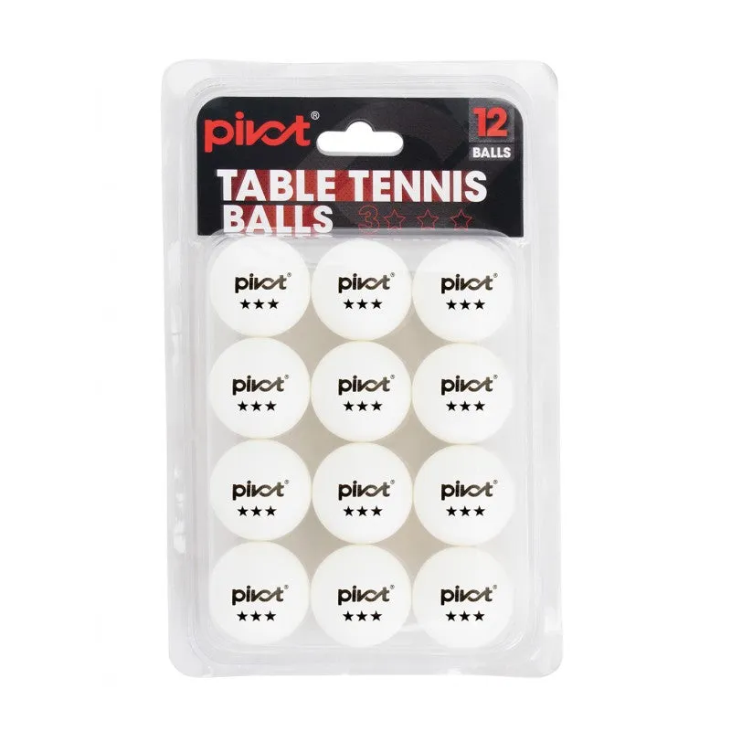 Pivot 3 Star Table Tennis Balls 12pk