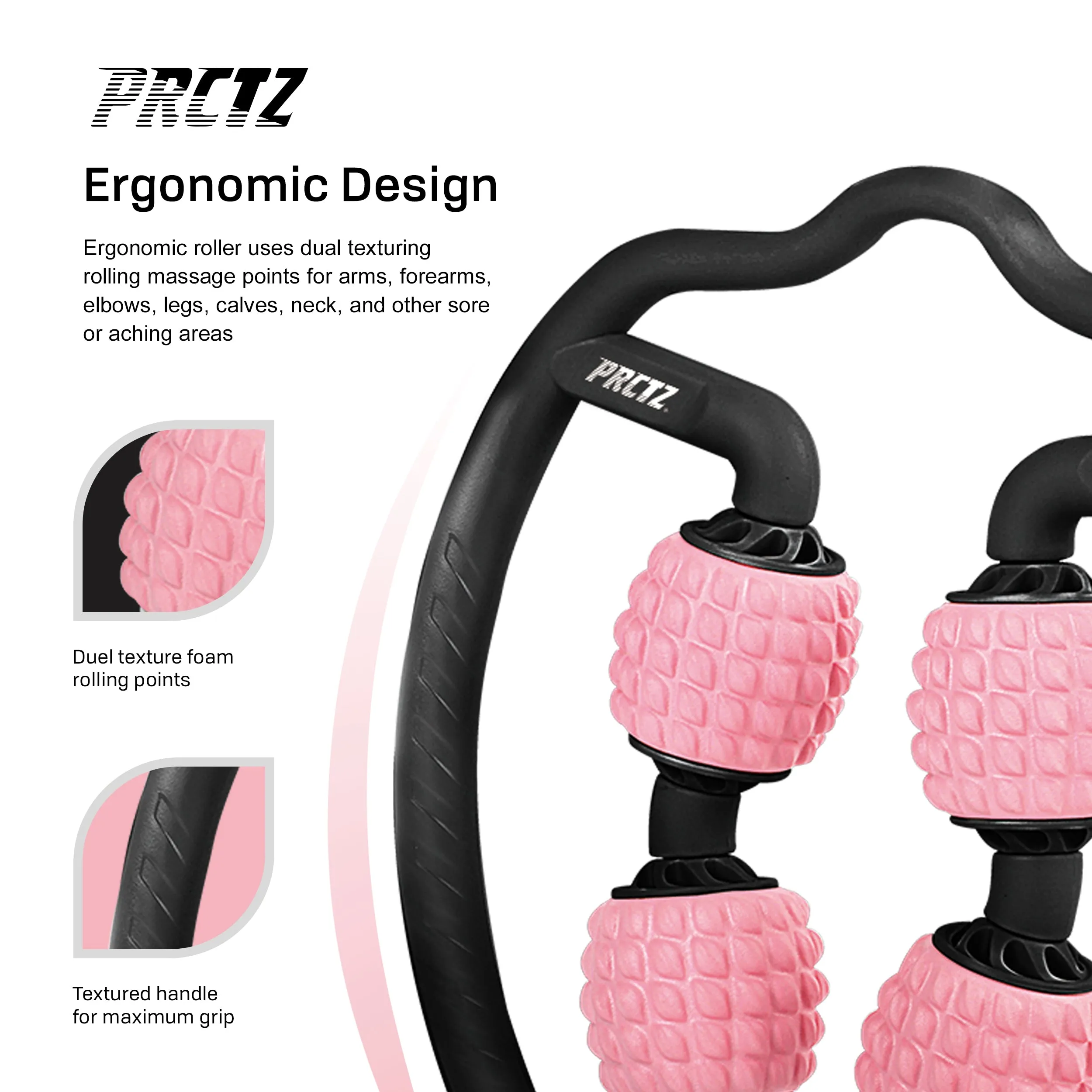 PRCTZ Massage Foam Roller 4-point Handheld Muscle Massager