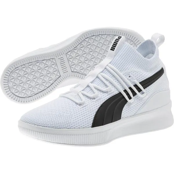 PUMA Clyde Court-Disrupt All White With Black logo Sneakers