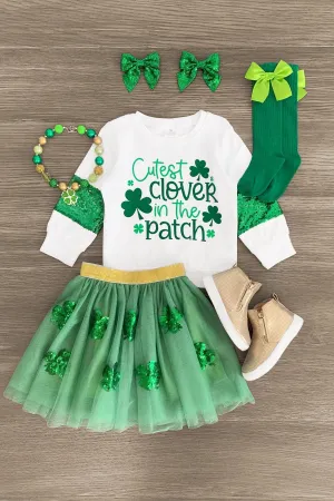 "Cutest Clover In The Patch" Tutu Skirt Set