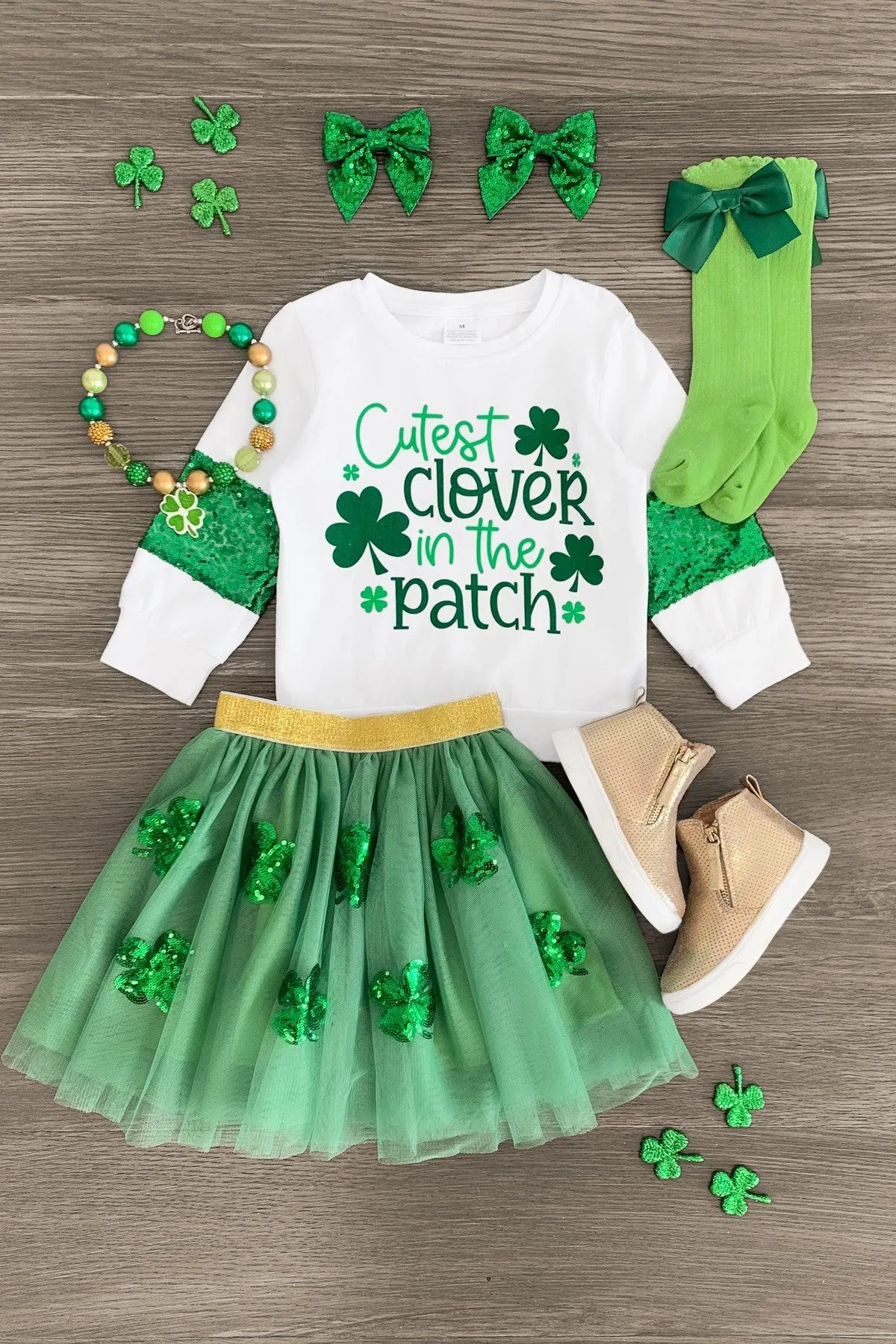 "Cutest Clover In The Patch" Tutu Skirt Set