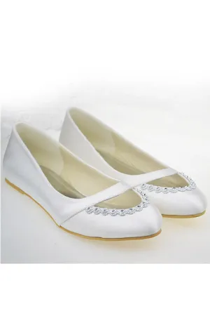 Real Beautiful Handmade Simple Comfy Beaded Ivory Flats S104