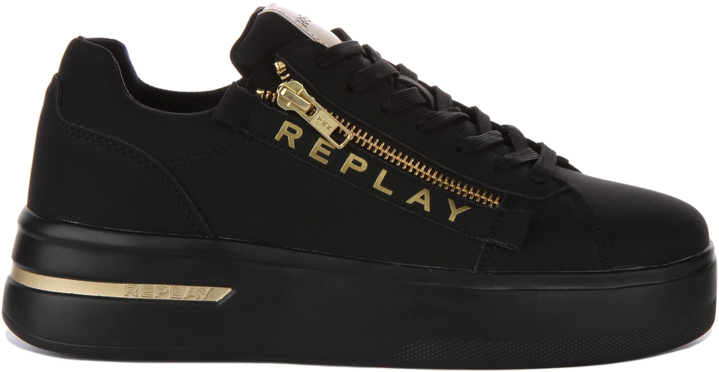 Replay University Zip In Black Gold For Women