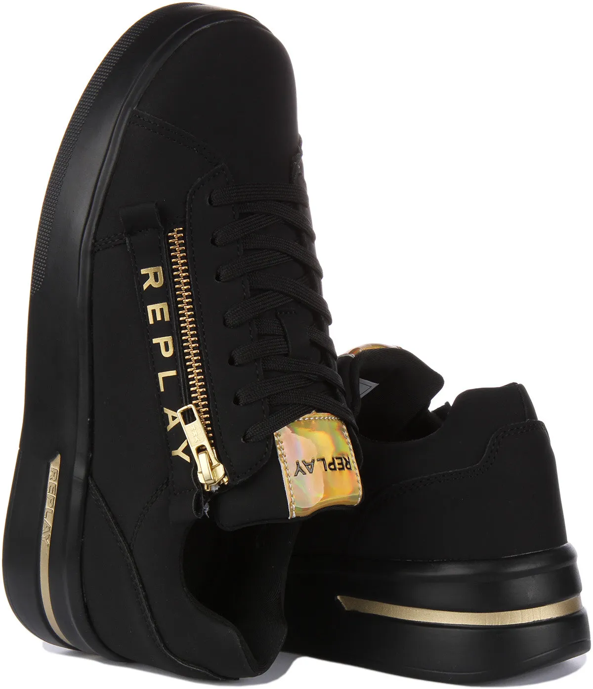 Replay University Zip In Black Gold For Women