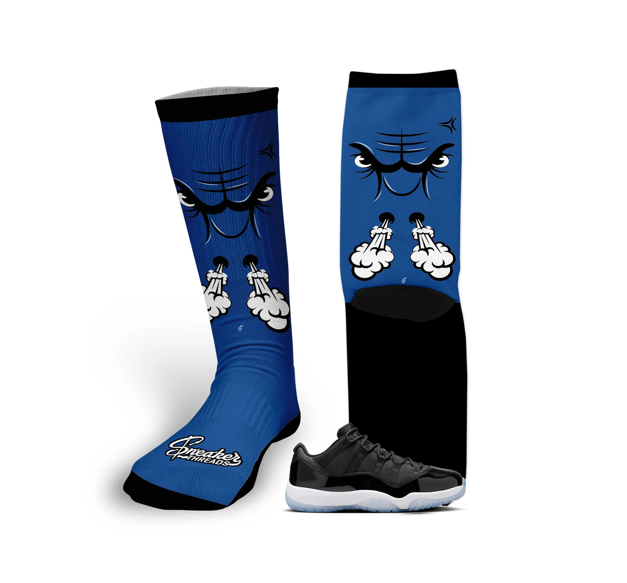 Retro 11 Low Space Jam Raging Face Socks